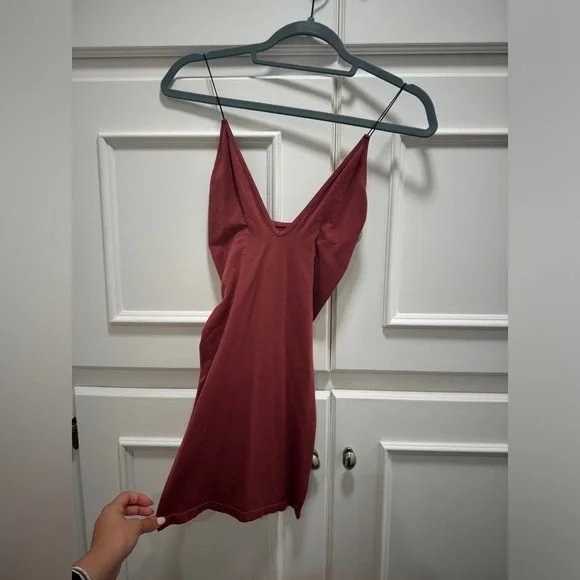 burgundy dress urban outfitters Urban Outfitters Burgundy Chunky Knit Sleeveless Turtleneck Dress – SilkRoll